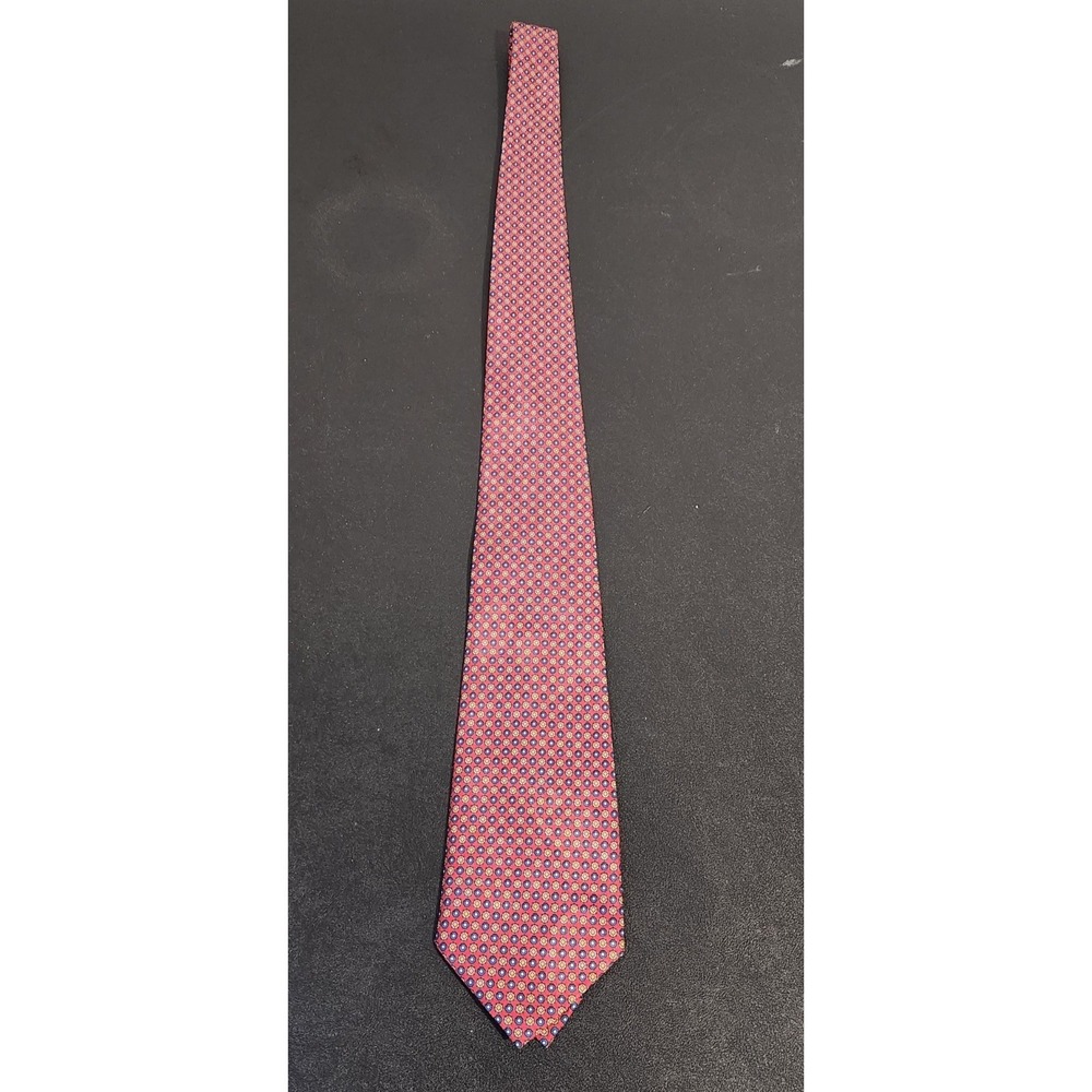 Club MVP Best Collection No. 1 Design Red Blue Geometric Medallion Silk Tie 55"